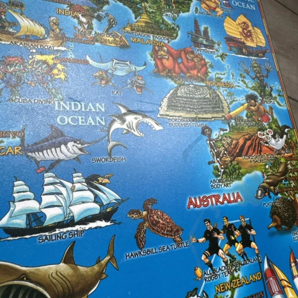 2014 Dino Laminated Geography Learning Placemat World Map 18